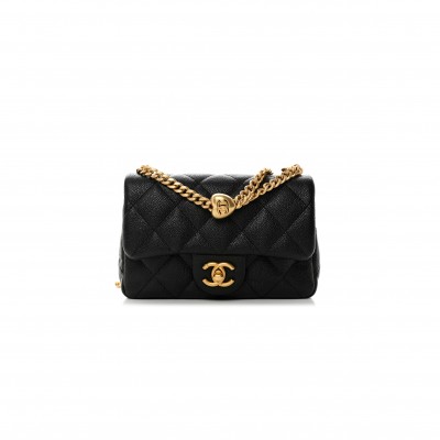 CHANEL CAVIAR QUILTED MINI SWEETHEART RECTANGULAR FLAP BLACK (19*12*8cm) 